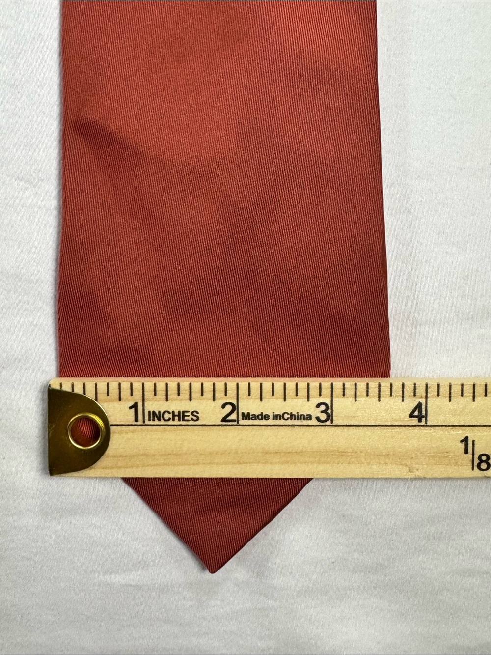 Vintage HERMES Paris Solid Silk Tie Iconic Rust Orange Classic 3.5” Width - Picture 7 of 8